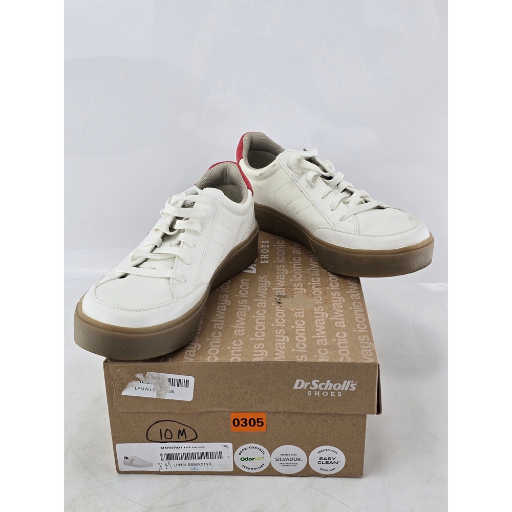 Dr. Scholl's Madison Lace Sneakers‎ Womens 10 White Red Blue Gum Sole -Good